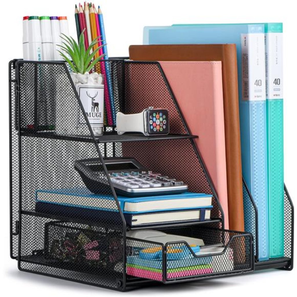 Desk Organizer, File Organizer For Desk With 2-Tier Paper Letter Tray